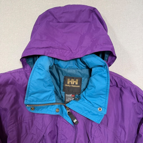 Helly Hansen Vintage Purple Retro Belted 80s 90s Snow Alpine Ski Jacket Women L - Picture 9 of 16